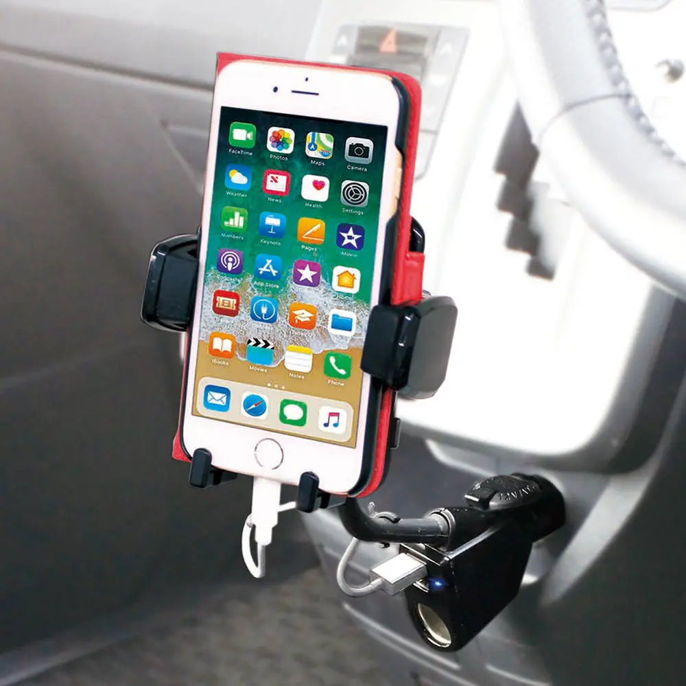 生産終了】手帳型ケース対応 2USB付 フレキシブルホルダー BK | 株式