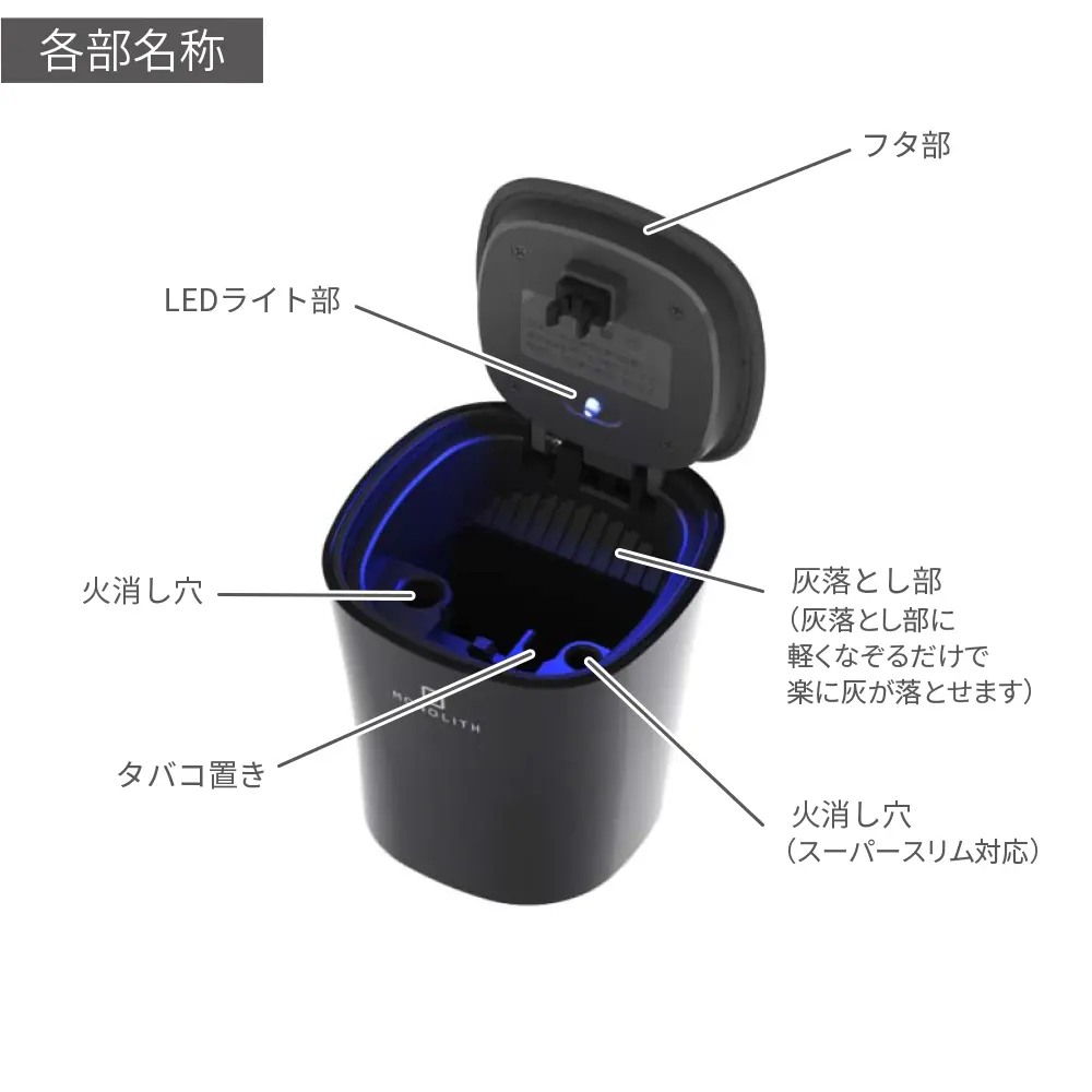 シンプルソーラーアッシュトレイ ショート BK | 株式会社