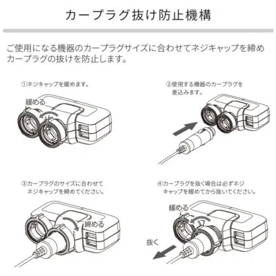 PST2053 2USB 4.8A ロック式2連ダイレクトソケット BK