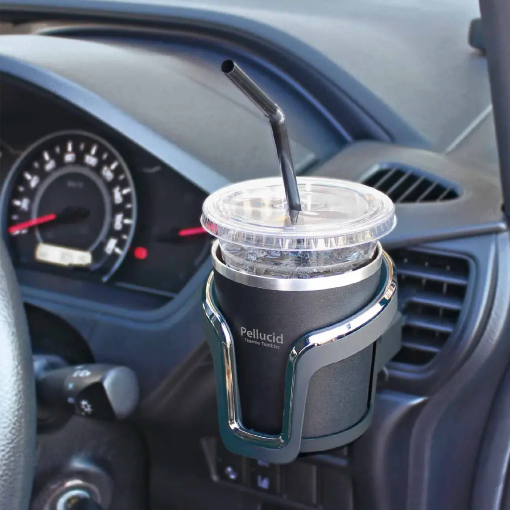 サーモタンブラー ドリンクホルダー エアコン取付タイプ ブラック